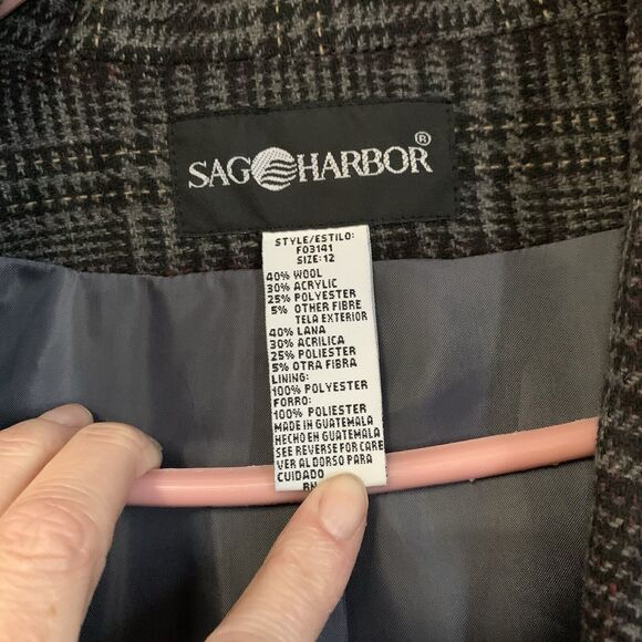 Vintage Blazer Jacket Academia Preppy Old Money Sag Harbor Plaid Wool Blend 12 - Picture 2 of 4